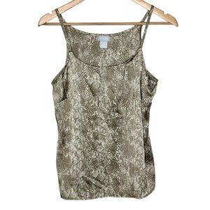 Chicos Snakeskin Print Satin Camisole Tank Top Tan Womens 4/6 0 Small Animal